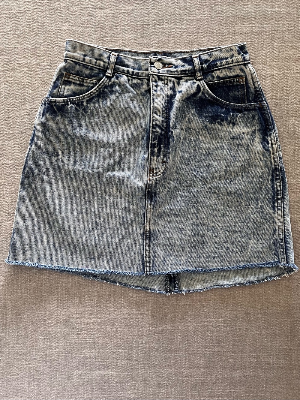 Vintage 80s Jordache Acid Wash High Waisted Denim Mini Skirt - 27 inch waist